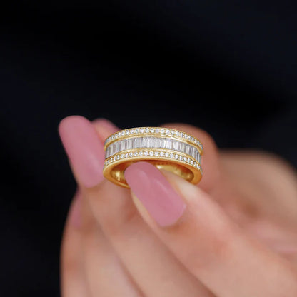 2.68 Ct Natural Baguette Diamond Colosseum Ring - Helodia Jewelry