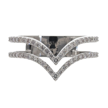 0.40 Ct Natural Pavé Diamond Double V Ring - Helodia Jewelry