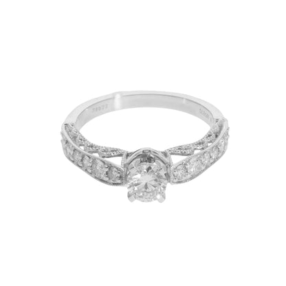 0.80 Ct Royal Natural Brilliant Cut Diamond Engagement Ring - Helodia Jewelry