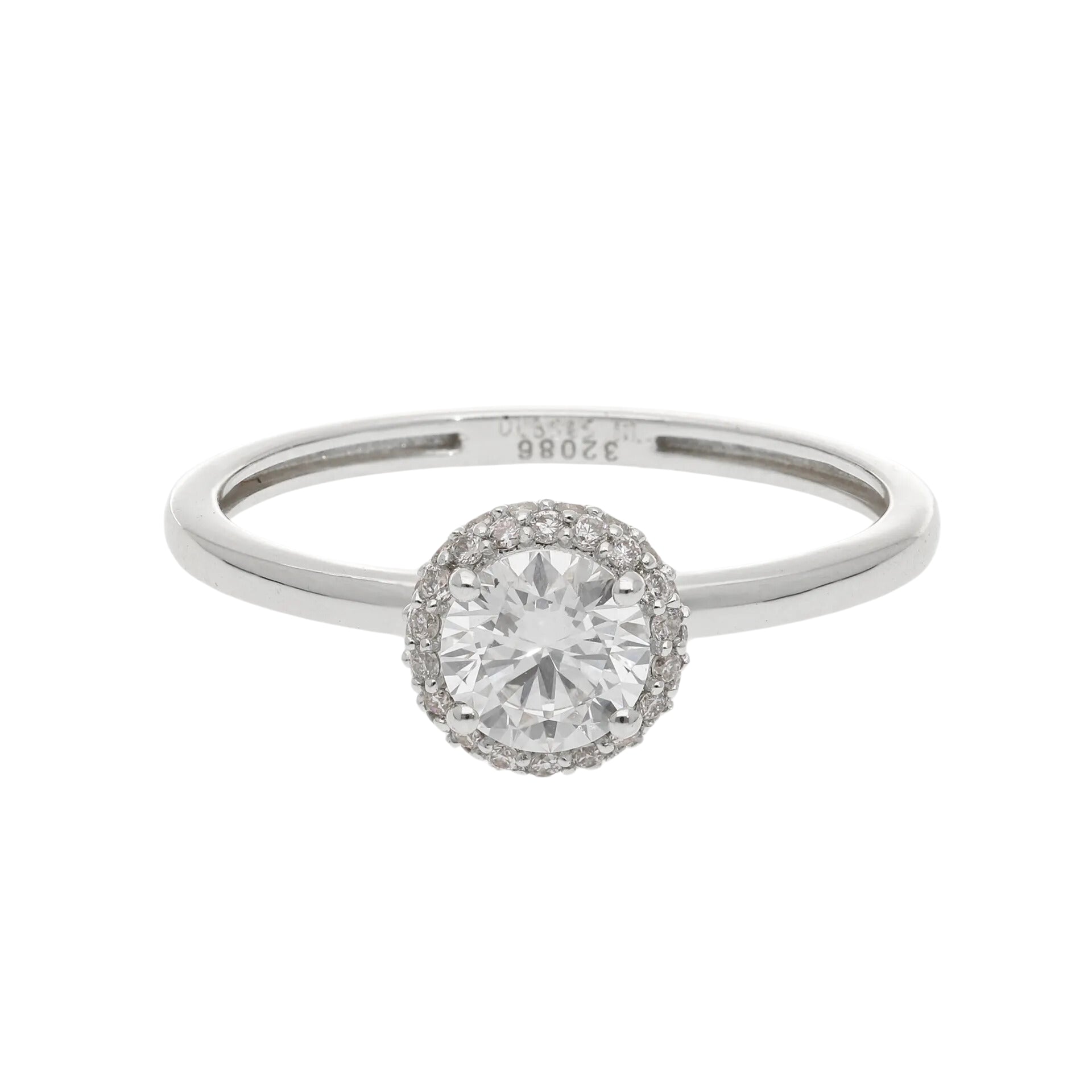 0.62 Ct Natural Brilliant Cut Diamond Halo Ring - Helodia Jewelry