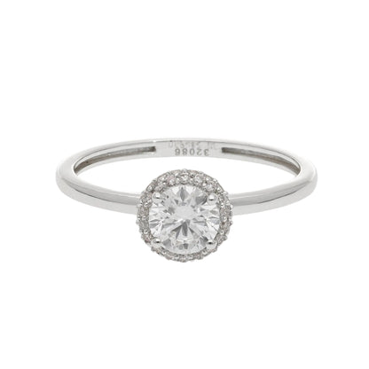 0.62 Ct Natural Brilliant Cut Diamond Halo Ring - Helodia Jewelry