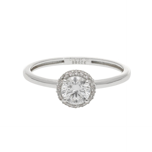 0.62 Ct Natural Brilliant Cut Diamond Halo Ring - Helodia Jewelry