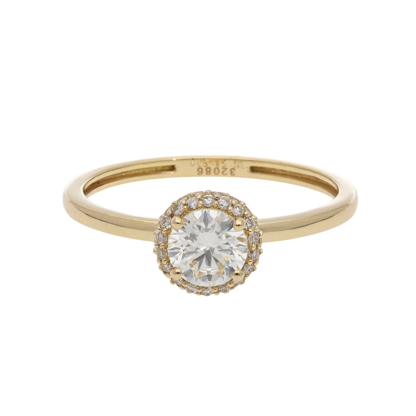 0.62 Ct Natural Brilliant Cut Diamond Halo Ring - Helodia Jewelry