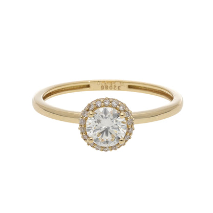 0.62 Ct Natural Brilliant Cut Diamond Halo Ring - Helodia Jewelry