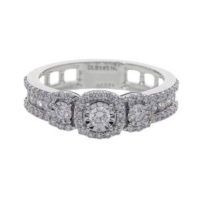 0.72 Ct Natural Brilliant Cut Pavé Diamond Halo Engagement Ring - Helodia Jewelry