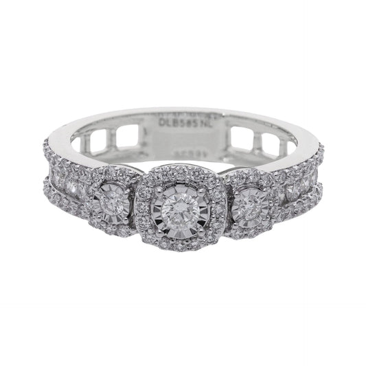 0.72 Ct Natural Brilliant Cut Pavé Diamond Halo Engagement Ring - Helodia Jewelry