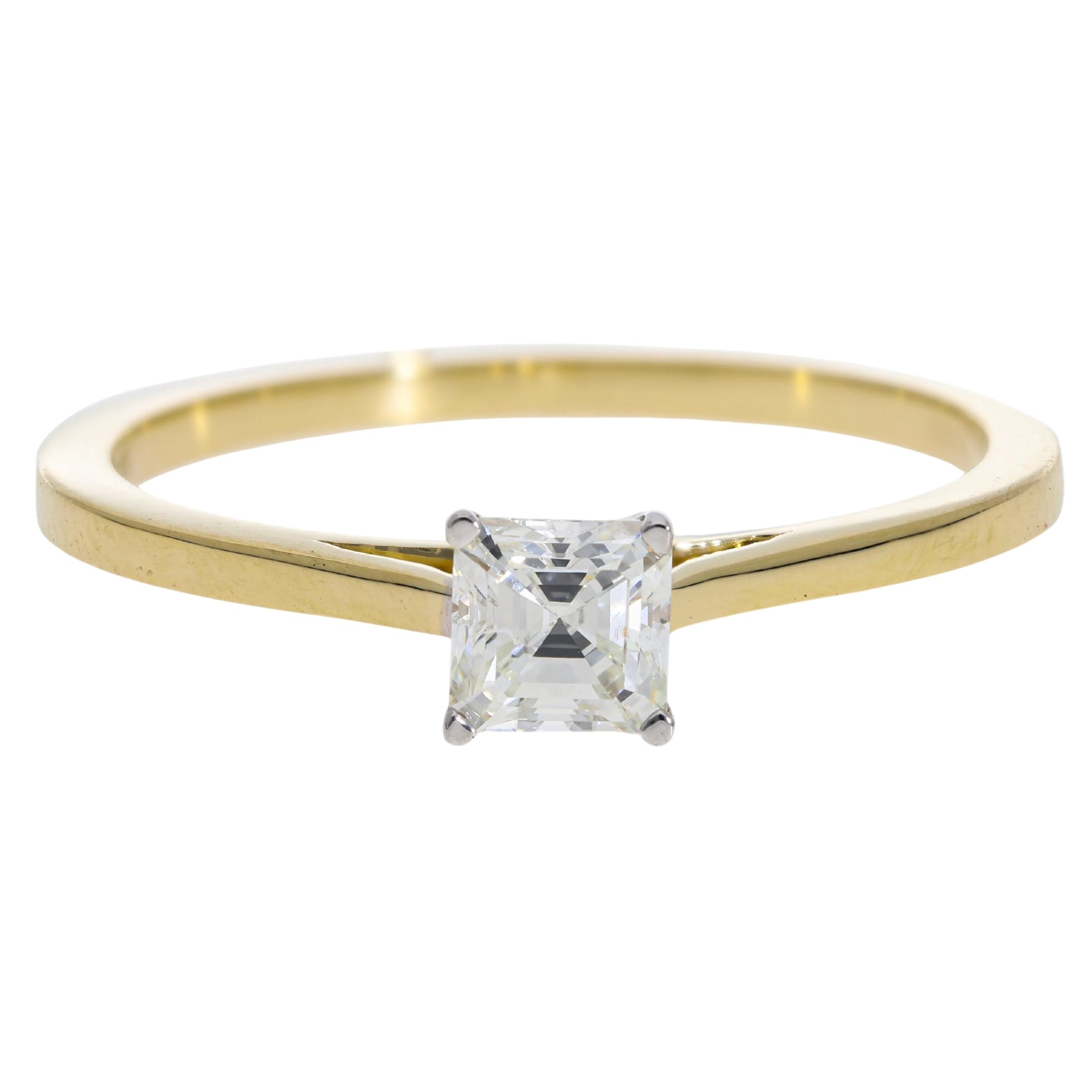 0.50 Ct Natural Asscher Cut Diamond Solitaire Engagement Ring - Helodia Jewelry