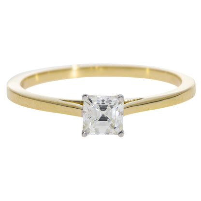0.50 Ct Natural Asscher Cut Diamond Solitaire Engagement Ring - Helodia Jewelry