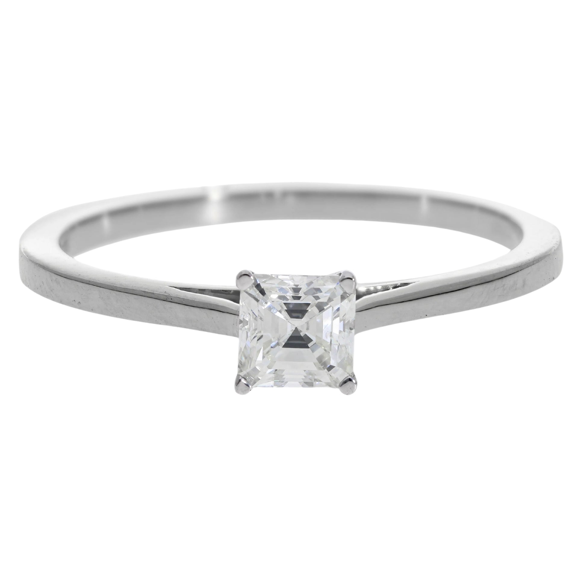 0.50 Ct Natural Asscher Cut Diamond Solitaire Engagement Ring - Helodia Jewelry