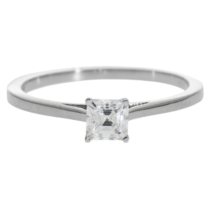 0.50 Ct Natural Asscher Cut Diamond Solitaire Engagement Ring - Helodia Jewelry