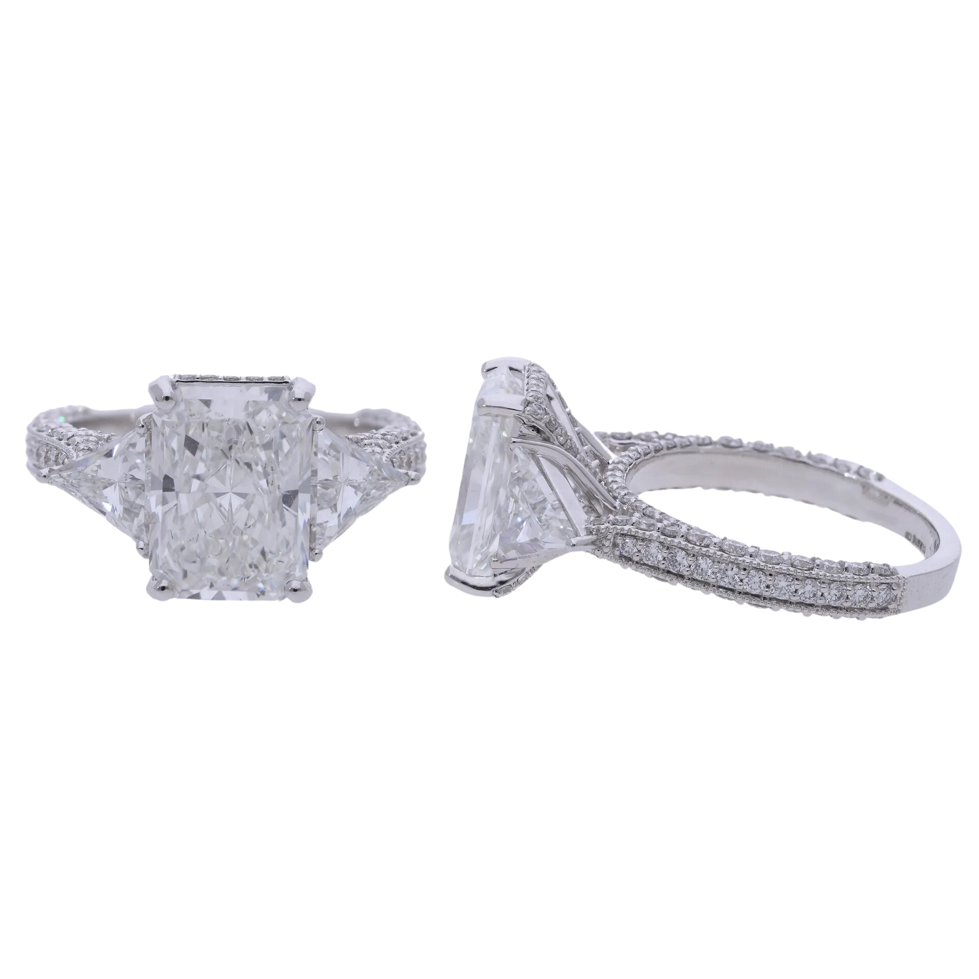 5.70 Ct Radiant Cut Lab Grown Diamond with Hidden Halo Pavé Engagement Ring - Helodia Jewelry