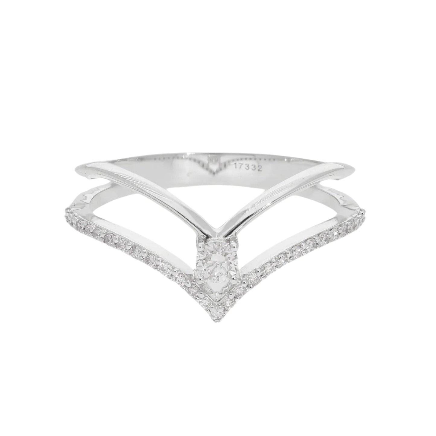 0.38 Ct Natural Brilliant Cut Diamond V Shaped Ring - Helodia Jewelry