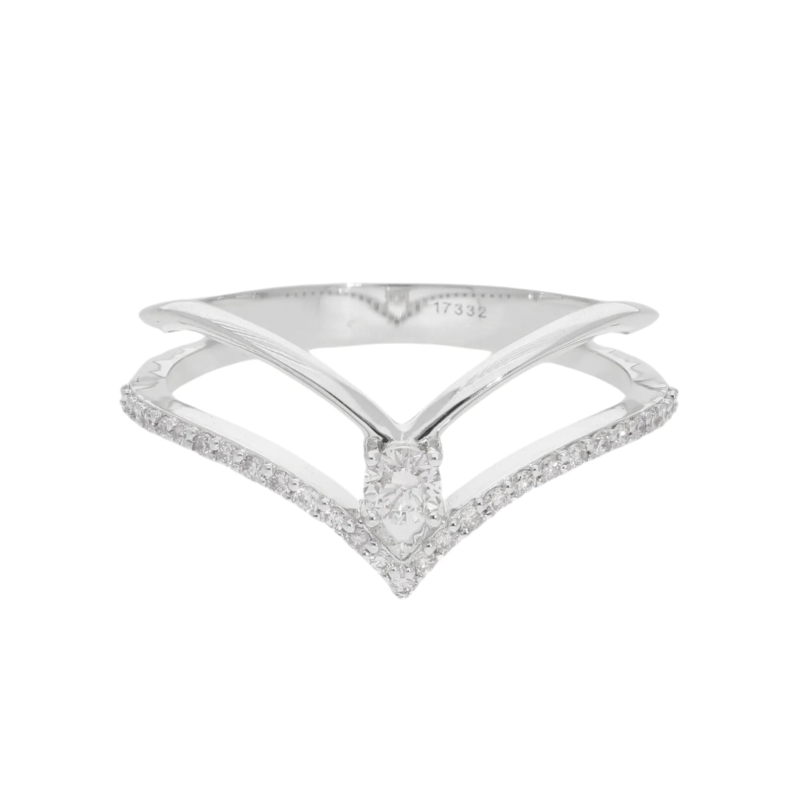 0.38 Ct Natural Brilliant Cut Diamond V Shaped Ring - Helodia Jewelry