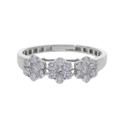 0.66 Ct Natural Diamond Three Flowers Ring - Helodia Jewelry