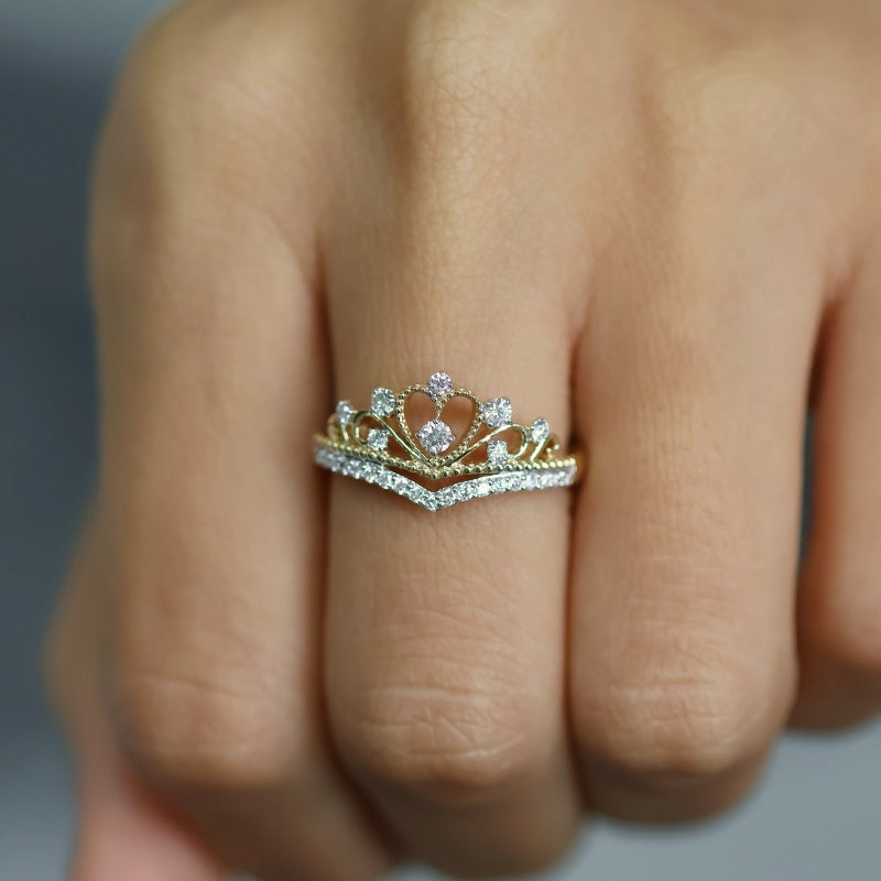 0.40 Ct Natural Diamond Crown Ring - Helodia Jewelry