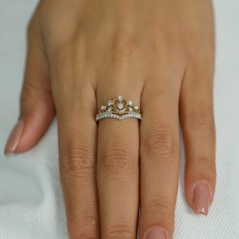 0.40 Ct Natural Diamond Crown Ring - Helodia Jewelry