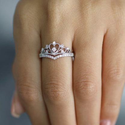 0.40 Ct Natural Diamond Crown Ring - Helodia Jewelry
