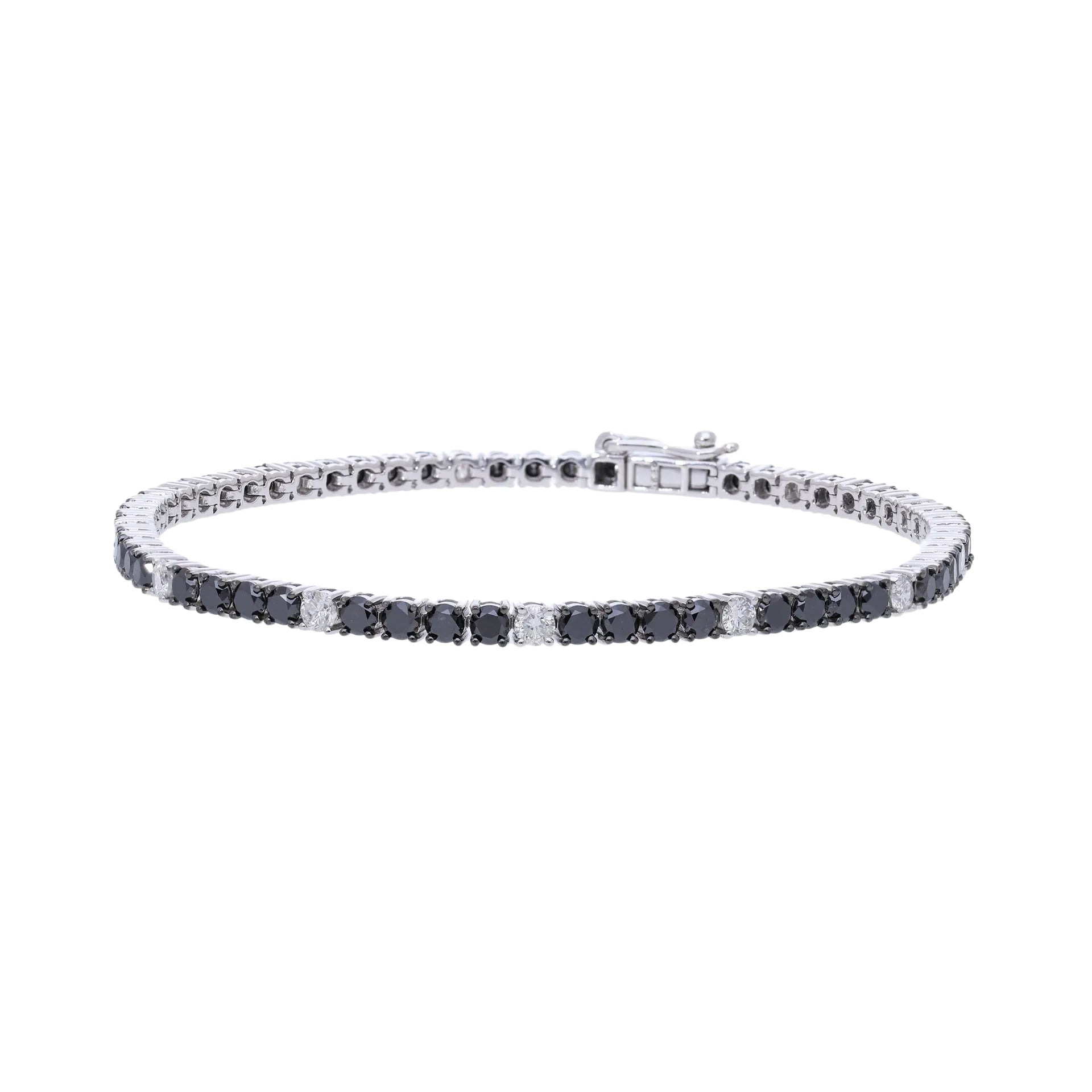 4.50 Ct Natural Black & White Diamond Tennis Bracelet - Helodia Jewelry