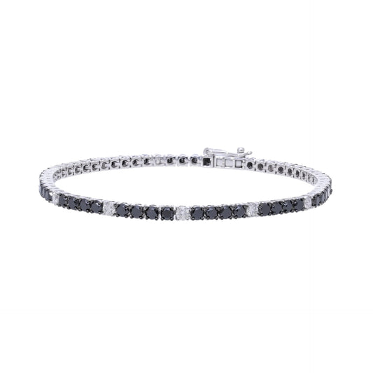4.50 Ct Natural Black & White Diamond Tennis Bracelet - Helodia Jewelry