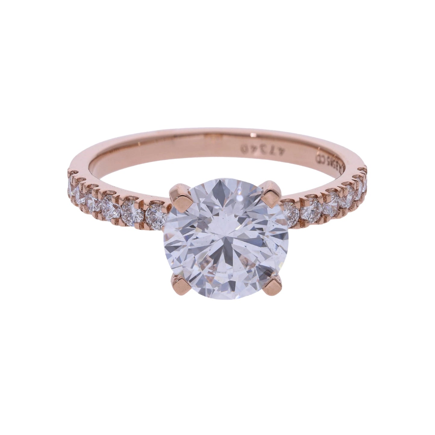 Brilliant Cut Lab Grown Diamond with Side Stones Engagement Ring - Helodia Jewelry