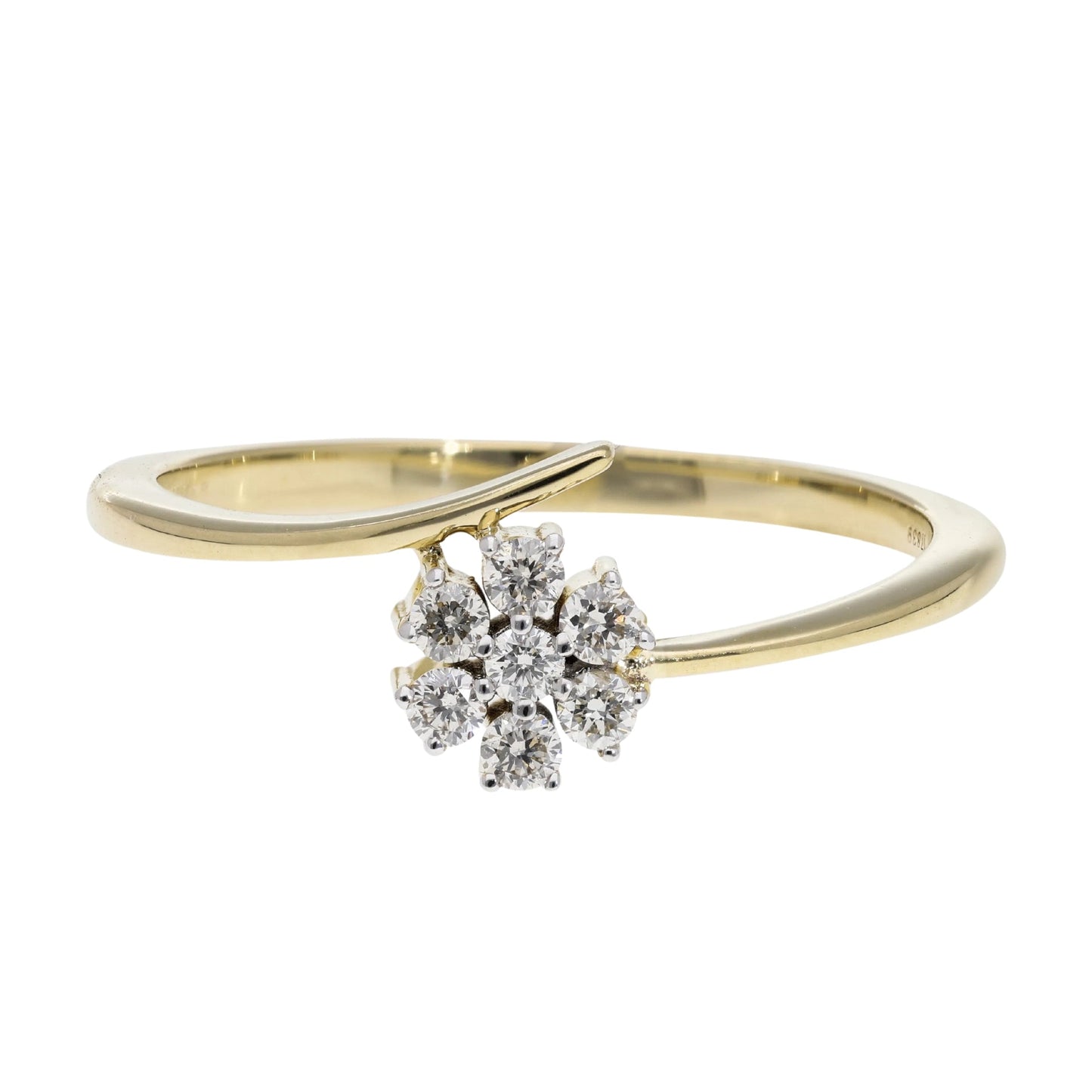 0.16 Ct Natural Diamond Flower Ring - Helodia Jewelry