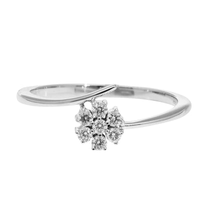 0.16 Ct Natural Diamond Flower Ring - Helodia Jewelry