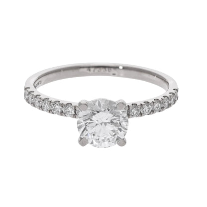 Brilliant Cut Lab Grown Diamond with Side Stones Engagement Ring - Helodia Jewelry