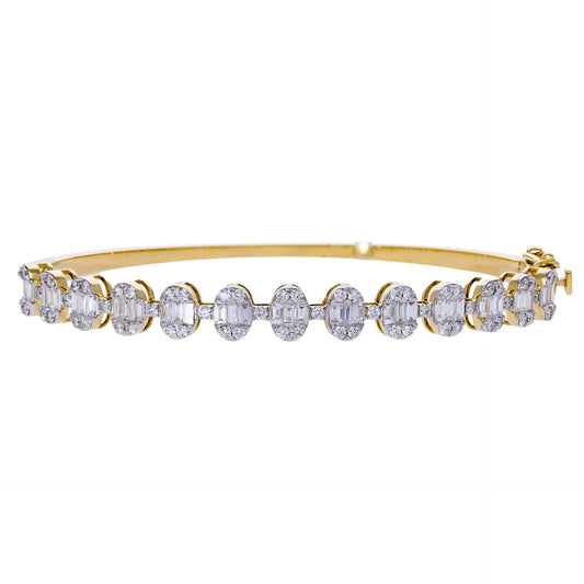 2.15 Ct Natural Oval Shaped Baguette Diamond Bangle - Helodia Jewelry