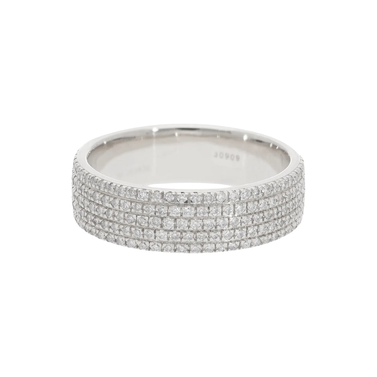0.60 Ct Natural Pavé Diamond Iced-Out Eternity Ring - Helodia Jewelry
