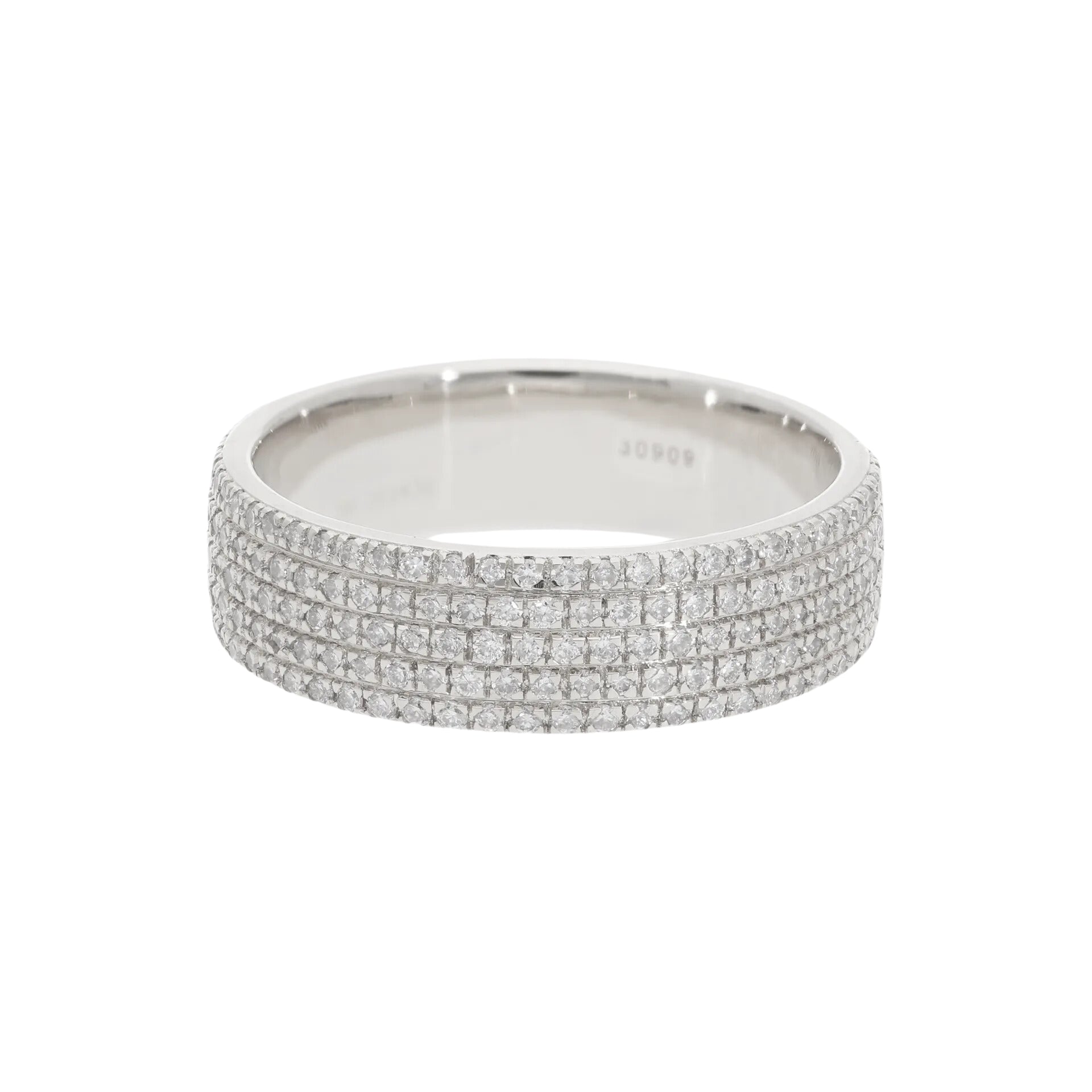 0.60 Ct Natural Pavé Diamond Iced-Out Eternity Ring - Helodia Jewelry