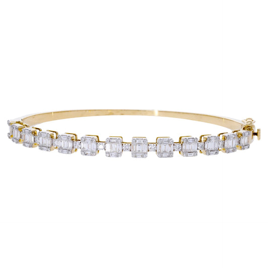 1.80 Ct Natural Baguette Diamond Bangle - Helodia Jewelry