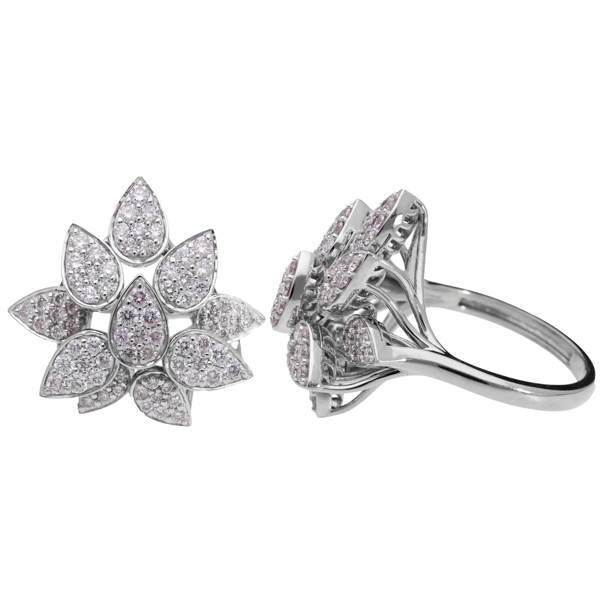1.04 Ct Royal Natural Diamond Flower Ring - Helodia Jewelry