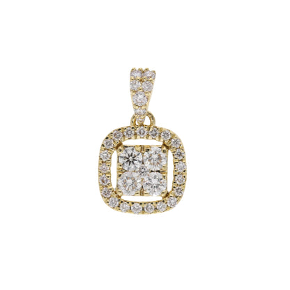 0.37 Ct Natural Diamond Square Shaped Halo Charm