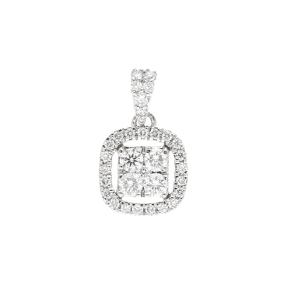 0.37 Ct Natural Diamond Square Shaped Halo Charm
