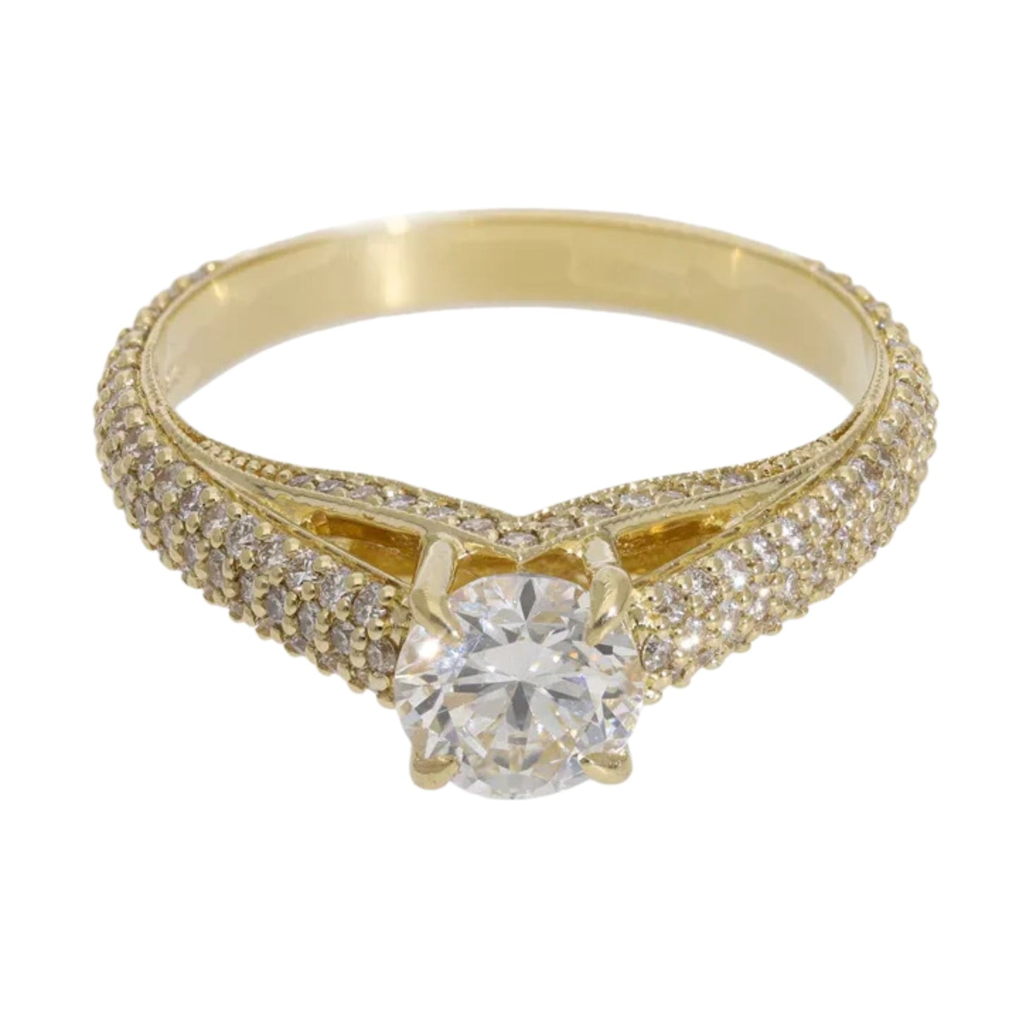 0.93 Ct Natural Brilliant Cut Diamond Royal Engagement Ring - Helodia Jewelry
