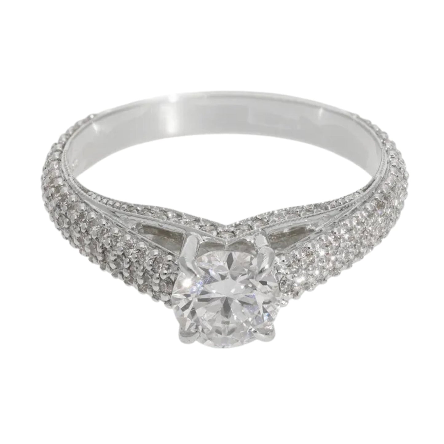 0.93 Ct Natural Brilliant Cut Diamond Royal Engagement Ring - Helodia Jewelry