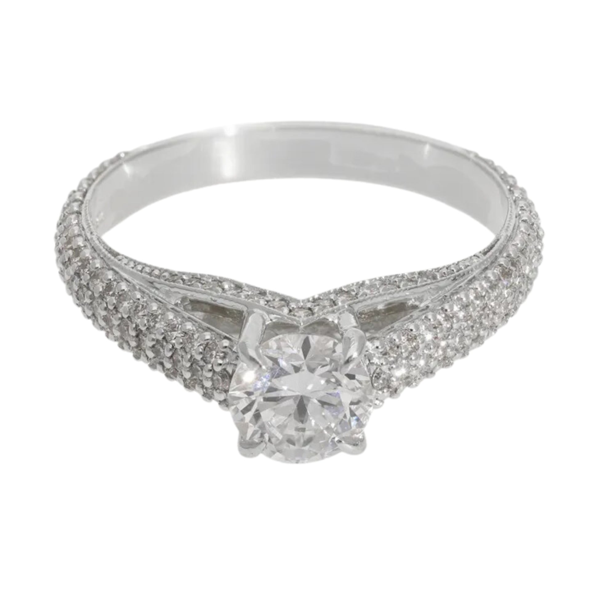 0.93 Ct Natural Brilliant Cut Diamond Royal Engagement Ring - Helodia Jewelry