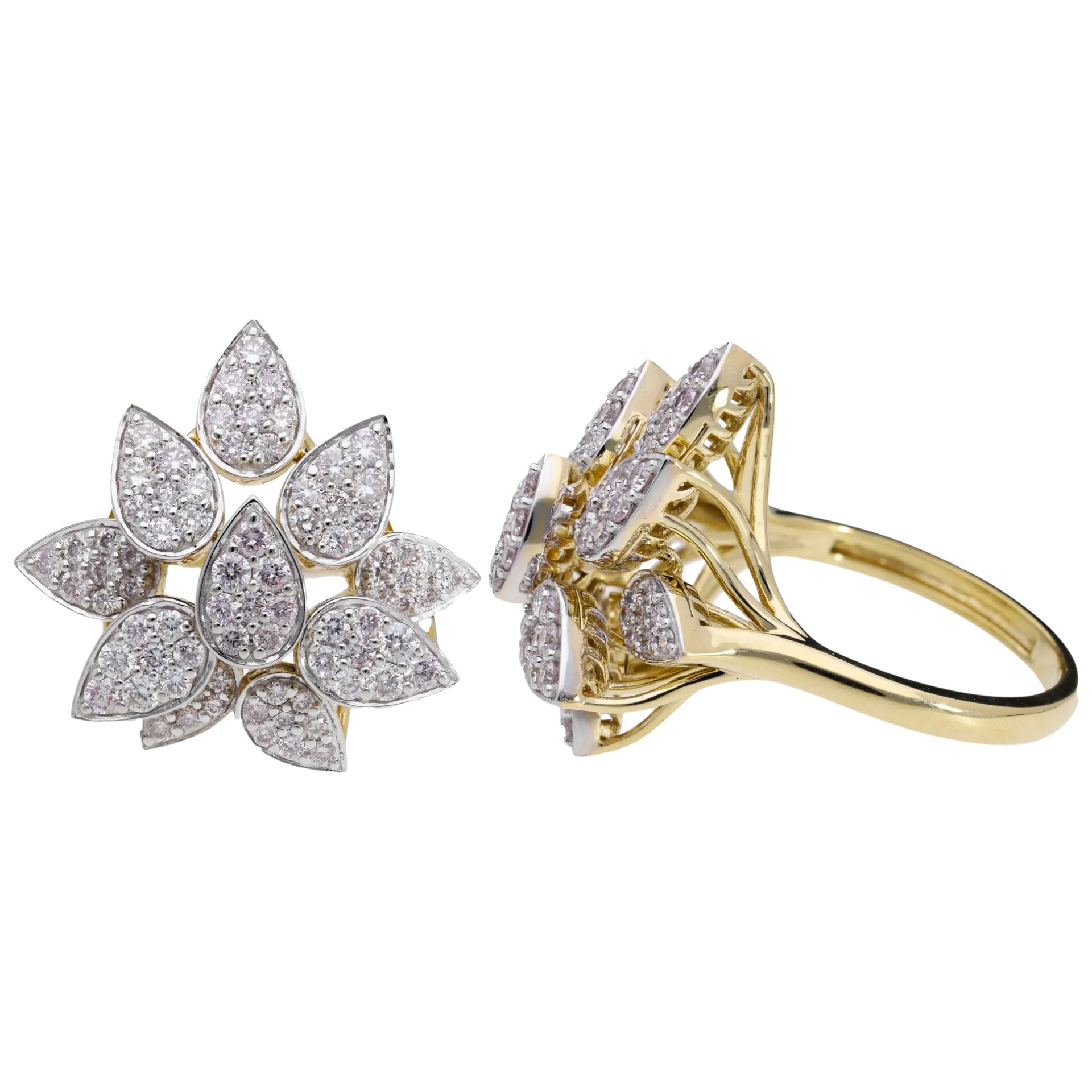 1.04 Ct Royal Natural Diamond Flower Ring - Helodia Jewelry