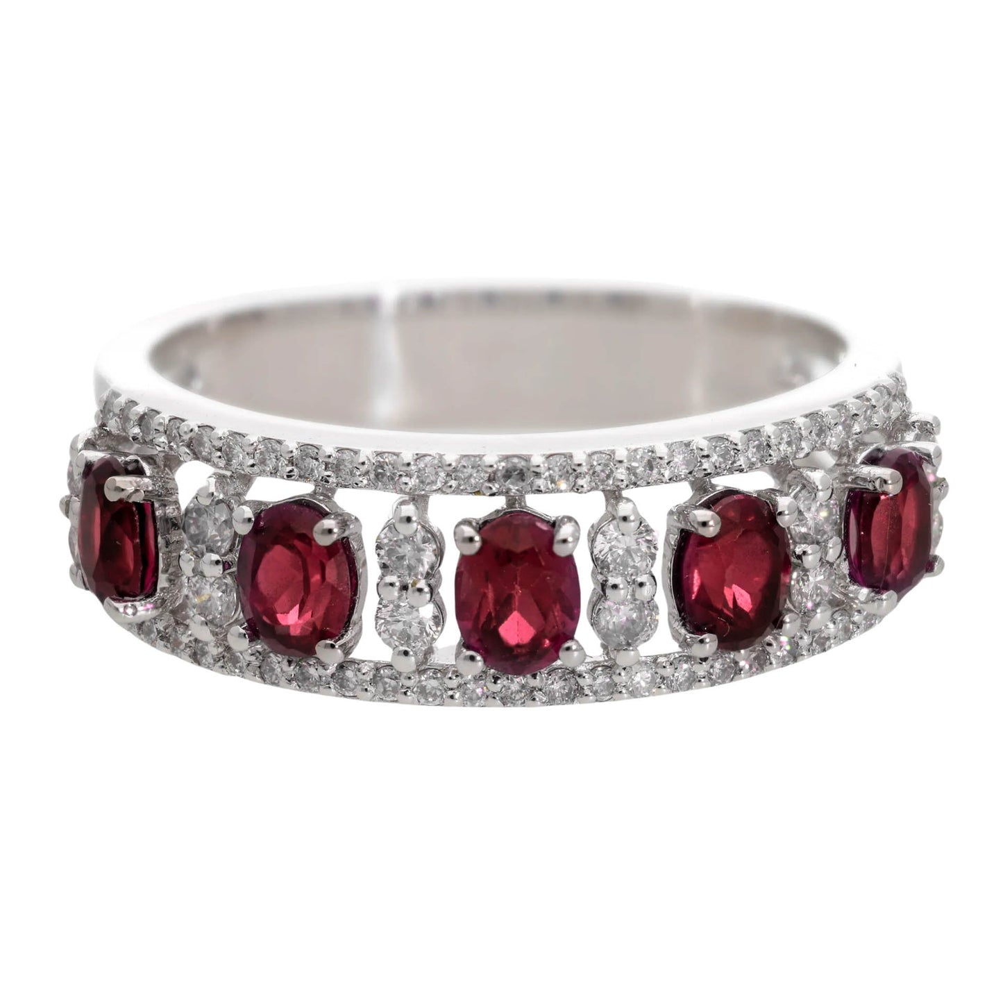 1.20 Ct Royal Natural Diamond with Oval Cut Lab Ruby Ring