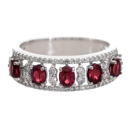 1.20 Ct Royal Natural Diamond with Oval Cut Lab Ruby Ring