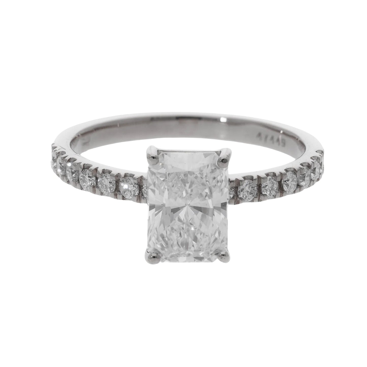 1.80 Ct Lab Grown Radiant Cut Pavé Diamond Engagement Ring - Helodia Jewelry