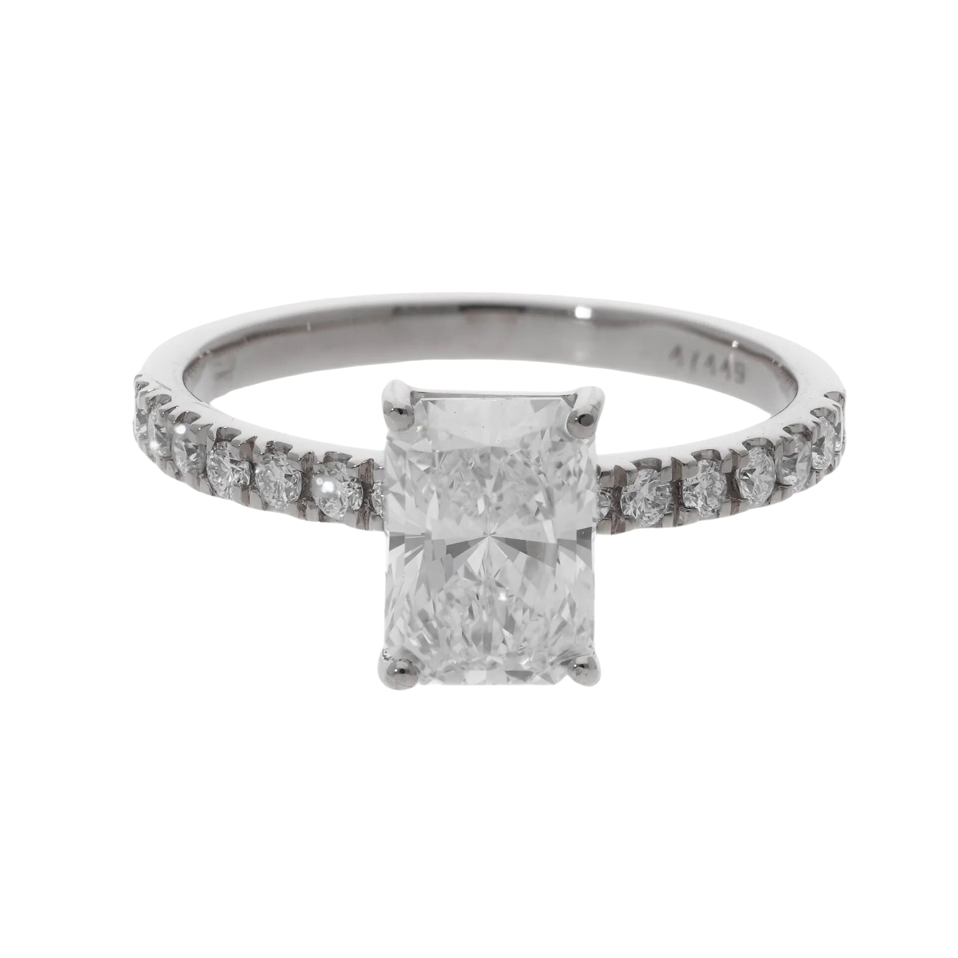 1.80 Ct Lab Grown Radiant Cut Pavé Diamond Engagement Ring - Helodia Jewelry