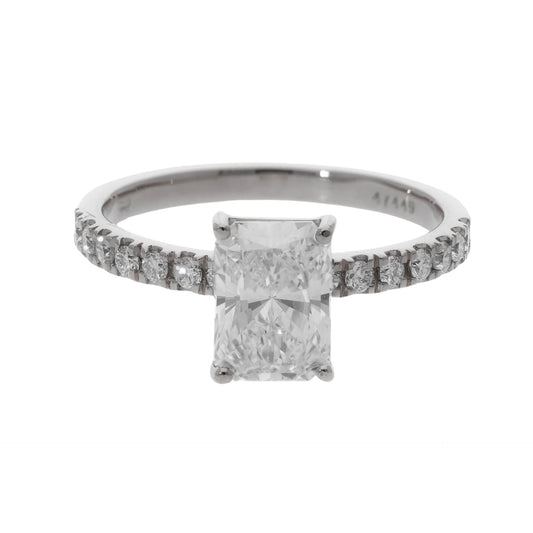 1.80 Ct Lab Grown Radiant Cut Pavé Diamond Engagement Ring - Helodia Jewelry