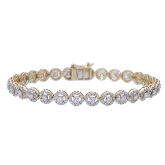 3.40 Ct Natural Diamond Halo Tennis Bracelet - Helodia Jewelry