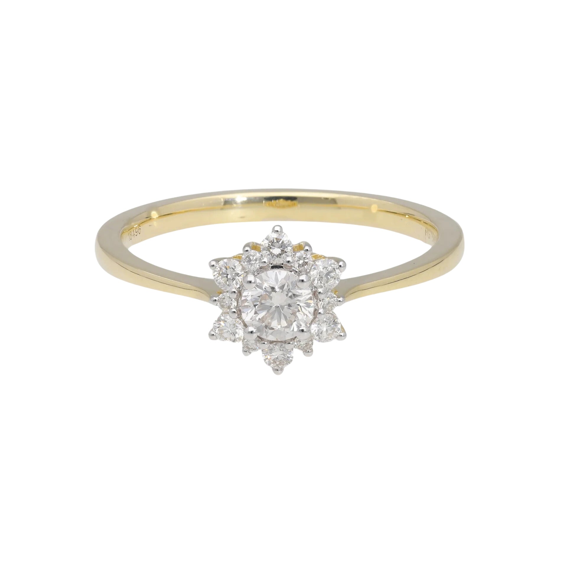 0.40 Ct Natural Brilliant Cut Diamond Sun Shaped Ring - Helodia Jewelry