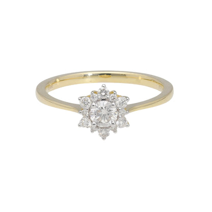 0.40 Ct Natural Brilliant Cut Diamond Sun Shaped Ring - Helodia Jewelry