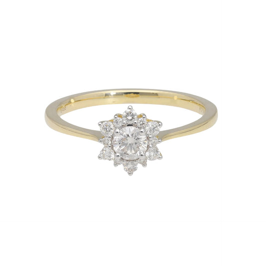 0.40 Ct Natural Brilliant Cut Diamond Sun Shaped Ring - Helodia Jewelry