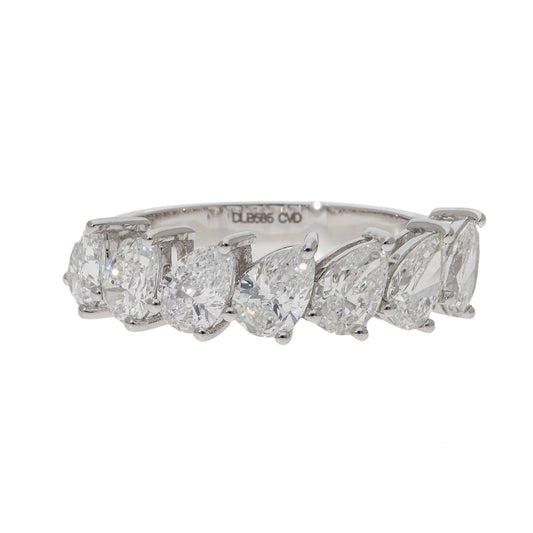 2.10 Ct Lab Grown Pear Cut Diamond Eternity Ring - Helodia Jewelry