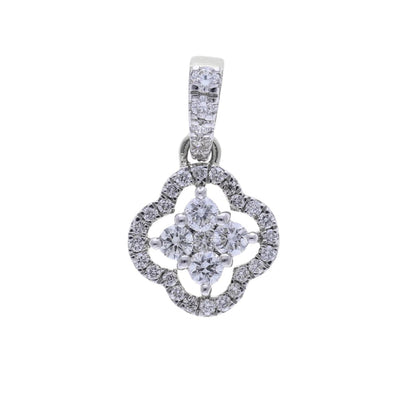 0.30 Ct Natural Diamond Clover Shaped Halo Charm