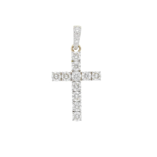 0.70 Ct Natural Diamond Cross Charm